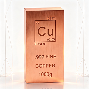 Barre de cuivre de 1 kg .999 pour collection, design rectangulaire vertical, symbole chimique gravé, souvenir personnel, OEM accepté - Product Image 4
