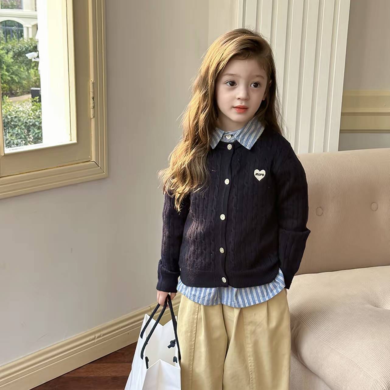 Navy blue knit sweater