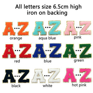 Nouvelle vente en gros d'usine, patch brodé à la main avec bordure dorée, paillettes brillantes, chenille, 6,5 cm, à repasser sur les vêtements, les sacs, les chapeaux - Product Image 2