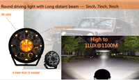 BRTLED 110w Offroad phare led 7 pouces conduite ambre blanc drl ECE R10 led lumières pour voiture camion 12v 24v antibrouillard