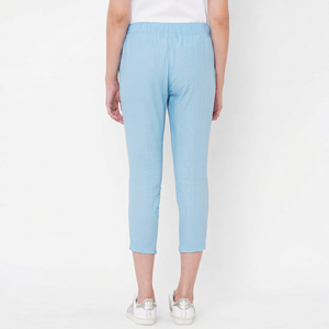 Pantalon de yoga en coton et lin pour femme, confortable, décontracté, cargo, avec cordon de serrage, taille mi-haute, longueur cheville, été - Product Image 2