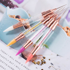 Ручка для дизайна ногтей GUYO с двойной головкой, розовое золото, стразы для маникюра, инструменты для точечного маникюра, восковая ручка для точечного маникюра - Product Image 6