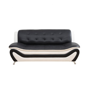 Divano Moderno Best Seller da 1, 2, 3 Posti, Set di Poltrone per Camera da Letto, Divano Componibile Quadrato in Ecopelle Nera e Bianca per Appartamenti - Product Image 2