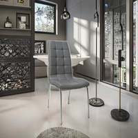 Chaise de salle à manger en cuir PU au design moderne avec pieds en acier et rangement chromé empilable pour le salon et le restaurant