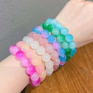 Glass Beaded <b>Bracelet</b> 12mm Gradient Color Seamless Hair Tie For Gift Student Style - Product Image 3