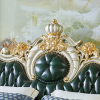 Cadre de lit Queen Size de style européen rétro, cadre de lit traditionnel de luxe en bois massif de style européen rétro pour la chambre à coucher