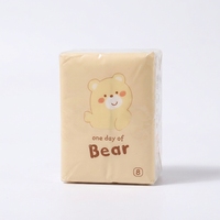 Tisu Wajah Ramah Lingkungan dari Pabrik Cina, Mini 2-4 Lapis, Terbuat dari Pulp Kayu Virgin dengan Cetakan Beruang Kartun, Tisu Saku untuk Penggunaan di Rumah