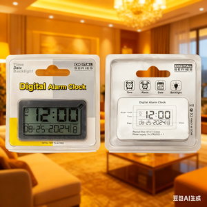 Elegante reloj despertador <span class=keywords><strong>digital</strong></span> negro con pantalla de fecha y semana-Reloj de retroiluminación compacto, reloj de escritorio multifunción para sala de estar - Product Image 3