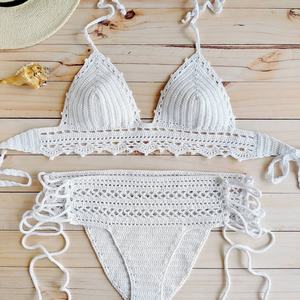 Ensemble de bikini en crochet fait main personnalisé, motif floral, maillot de bain tricoté sexy, ensemble 2 pièces, maillot de bain pour femmes, vêtements de plage - Product Image 2