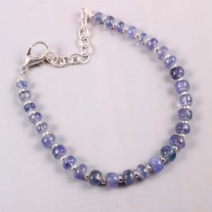 Haute qualité Tanzanite Rondelle forme perlée Bracelet classique 92.5 argent serrure pierre précieuse en vrac bonté naturelle cadeau d'anniversaire - Product Image 2