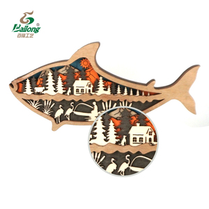Fabbrica professionale animali da spiaggia decorazione nautica rustica artigianato in legno tagliato al laser decorazioni per la casa - Product Image 6