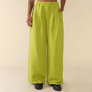 Custom Logo Loose Fit Pants Plain Solid Color High Elastic Waist <strong>Ladies</strong> Clothing Design Pleats <strong>Trousers</strong> for Women - Product Image 4
