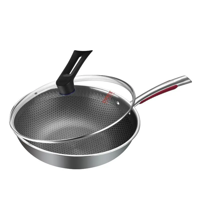 Venda quente por atacado antiaderente wok pan preferido 316 material grande cozinha wok com alça