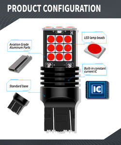 Luz Led de freno de marcha atrás T20, 3030, 24SMD, 1156, BA15S, P21W, BAU15S, PY21W, T15, PY21W, intermitente Canbus, amarillo, blanco y rojo - Product Image 2