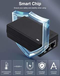 Inyector PoE 802.3at 802.3Af de 48V 0.5A, Adaptador de Corriente RJ45, Pantalla IP Gigabit Ethernet 10/100/1000Mbps, Pasivo DC 12V2A - Product Image 4