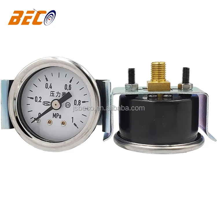 Beco 40mm 1Mpa Manometer with U Clamp Bourdon Tube Black Steel Case Gas mmhg Pressure Gauge
