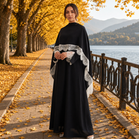 Nouvel ensemble Abaya style Dubaï 2026 avec dentelle, en tissu Nida, robe longue modeste pour femmes musulmanes avec hijab assorti, robe islamique