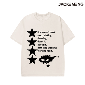 T-shirt Oversize in Cotone Lavato con Stampa 'If You Can't Stop Thinking', Stile Retrò Streetwear, Abbigliamento Casual Quotidiano, Maglietta Disponibile nel Magazzino USA - Product Image 3