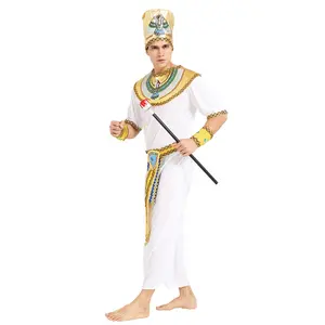 Festa de carnaval halloween cosplay, adulto masculino antigo faraó egípcio fantasia rei do nil