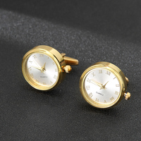 Horloge française montre à quartz tournant boutons de manchette plaqués argent