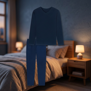 Ensemble de détente en tricot pour homme, pyjama deux pièces à manches courtes, respirant, séchage rapide, en polyester, vêtements d'intérieur, grande taille, tenue décontractée de nuit - Product Image 2