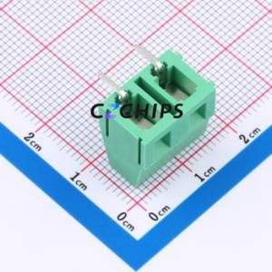 MX128R-7.5-02P-GN01-Cu-Y-A Screw Terminal Block Bent Lead Through Hole,P=7.5mm Connector 1x2P 7.5mm Green Right Angle Insert - Product Image 2