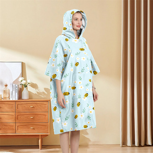 Oem mùa hè Biển Đại Dương biểu tượng tùy chỉnh Polyester khô nhanh chóng trùm đầu sợi nhỏ bãi biển Poncho khăn Robe cho người lớn - Product Image 1