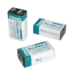 Batteries lithium-ion PUJIMAX 1200mAh, batterie Li-ion USB, batterie rechargeable 9V pour détecteurs de fumée avec câble de charge - Product Image 2