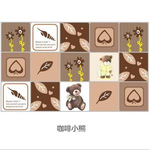 Cute Bear <b>Kitchen</b> Sticker Self-Adhesive Aluminum Foil Tile Oil Smoke Wall Sticker Home <b>Decoration</b> Modern Design Square Pattern - Product Image 5