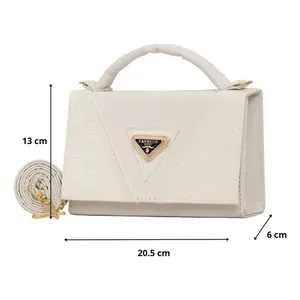 Bolso Bandolera Blanco Fana de Mujer con Decoración Floral de Perlas, Poliéster Impermeable, Correa de Cadena Única, Patrón Lichi, Todas las Estaciones - Product Image 3