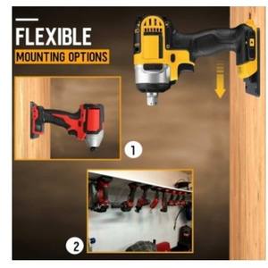 Soporte de Pared con Gancho Rectangular Negro de Alta Resistencia para Dewalt 20V Milwaukee M18 - Product Image 3
