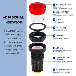 Светодиодная лампа AD16-22DS переменного тока 220 В 110 В 380 В постоянного тока 12 В 24 В индикатор сигнала общего устройства - Product Image 3