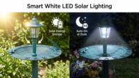 Lampe solaire pour bain d'oiseaux, écologique, style Art Déco, en résine, avec base remplissable, résistante aux intempéries, mangeoire à oiseaux pour jardin