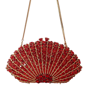 Daffgui Women Crystal <b>Shell</b> Clutch Evening Bag With Detachable Chain Formal Handbag Gold Beaded Sparkling Rhinestone Purse - Product Image 5