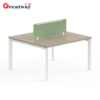 Bureau de travail modulaire professionnel à deux places avec écran acoustique en tissu, certifié BIFMA, en MFC de qualité E0