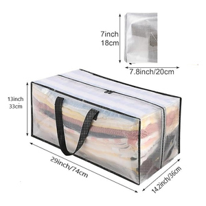 Clear Heavy Duty Polypropylene Eco-Friendly <b>Foldable</b> Extra Large Storage <b>Bags</b> Backpack Straps Strong Handles Zippers Living Room - Product Image 2
