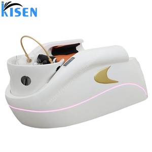 Kisen Factory Price Outlet Luxury Salon Hair Washing Electric Massage Table <b>LED</b> Shampoo <b>Bed</b> With Bowl Steamer - Product Image 4