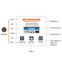 Decodificador Portátil de Calidad de Transmisión Half 1U SRT HLS HTTP a SDI HD, Decodificador de Audio MPEG2 HEVC AES EBU AC3