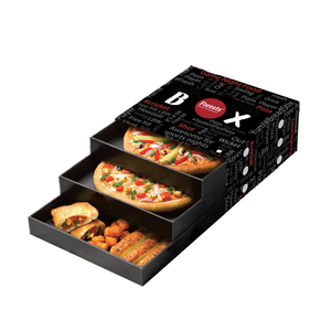 Caja de embalaje de cartón corrugado de color personalizado de fábrica, caja de embalaje de tres cajones para comida 6 9 12 14 16 18 pulgadas para pizza y sushi - Product Image 3