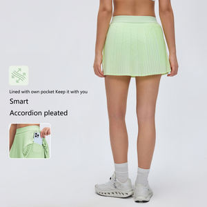 Jupe de sport plissée 2-en-1 en tissu rafraîchissant pour le <span class=keywords><strong>golf</strong></span>, la course, le fitness, le tennis et le yoga pour femme avec poche - Product Image 6