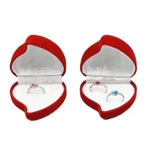 Xinxing Ring Doppels chmuck Verpackung Red Box Geschenke mit Logo Bijou Empacot amento Herzförmige Samt Schmucks cha tullen