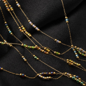 Stainless Steel Beaded Chain Electroplated Seed Beads DIY Jewelry Necklace <b>Bracelet</b> Accessory Yiwu Origin H1647 - Product Image 2