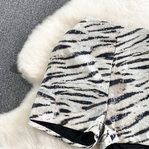 Ladies Sexy Slim Leopard Print Sequined Stretch Elastic Waist Mini Casual Women Shorts - Product Image 4