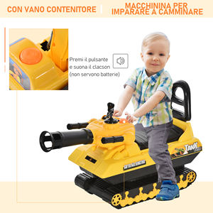Para HOMCOM Children's Ride-On Car 68x24x41,5 cm Tanque amarillo para niños de más de 3 años Compartimento de almacenamiento de cañón de bolas - Product Image 4