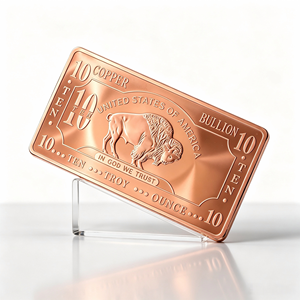 Barre de cuivre pur à 99,9 %, 10 oz, rectangulaire, motif buffle en relief, pour investissement et collection - Product Image 5