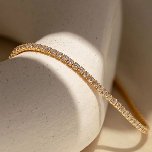 Modernas Pulseras y Brazaletes de Tenis de Oro Sólido 14K 18K AU750, Acero Inoxidable y Zirconia, Resistentes al Agua y al Deslustre, para Mujer - Product Image 5