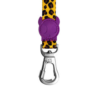 สายจูงสุนัขลายเสือดาวสีเหลืองพร้อมตัวล็อคสีม่วง - Product Image 3