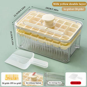 Presse 28 grilles 56 grilles moule à glaçons <span class=keywords><strong>avec</strong></span> stockage réfrigérateur boîte à glaçons <span class=keywords><strong>avec</strong></span> <span class=keywords><strong>couvercle</strong></span> et <span class=keywords><strong>bac</strong></span> boîte à boules de glace à dégagement rapide <span class=keywords><strong>avec</strong></span> pelle - Product Image 3