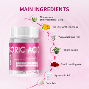 Venta al por mayor Yoni Pops Vagina Pills Limpieza PH Balance Eliminar Picazón Eliminar Olor Vaginal Píldoras Supositorios Tabletas de ácido bórico - Product Image 2