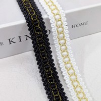 Accessoires vestimentaires de luxe en dentelle perlée rayée avec broderie en fil doré, sexy, noir/blanc, pour robe de mariée, sac, textile de maison